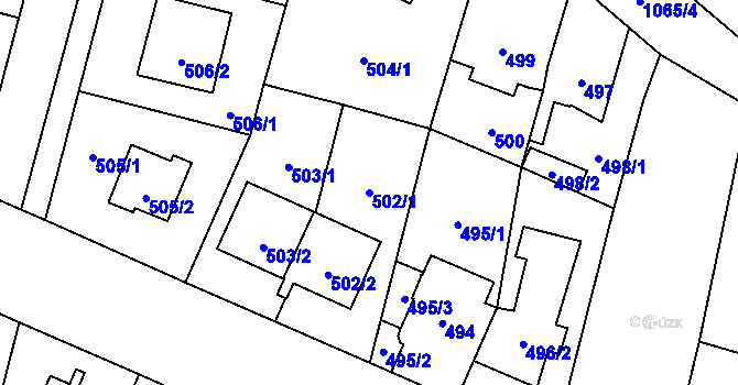 Parcela st. 502/1 v KÚ Čimice, Katastrální mapa
