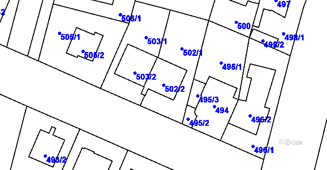 Parcela st. 502/2 v KÚ Čimice, Katastrální mapa