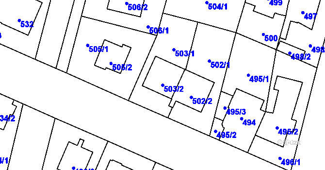 Parcela st. 503/2 v KÚ Čimice, Katastrální mapa