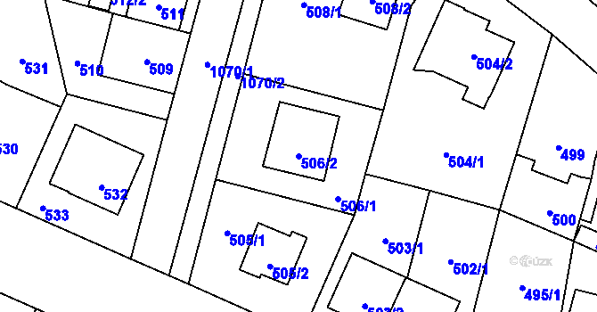 Parcela st. 506/2 v KÚ Čimice, Katastrální mapa