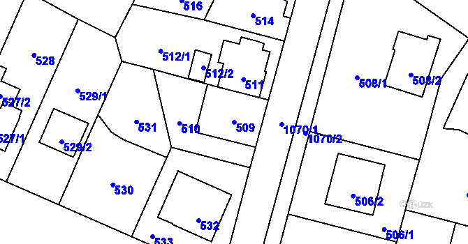 Parcela st. 509 v KÚ Čimice, Katastrální mapa