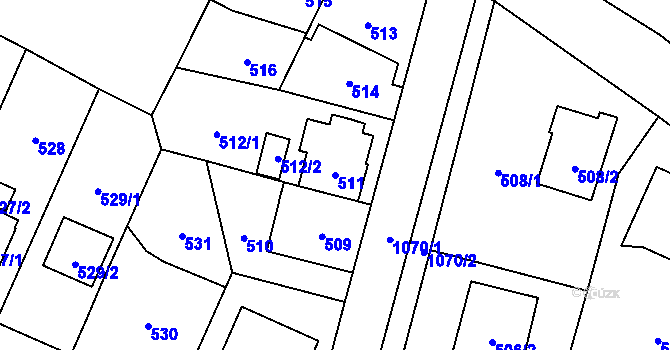 Parcela st. 511 v KÚ Čimice, Katastrální mapa