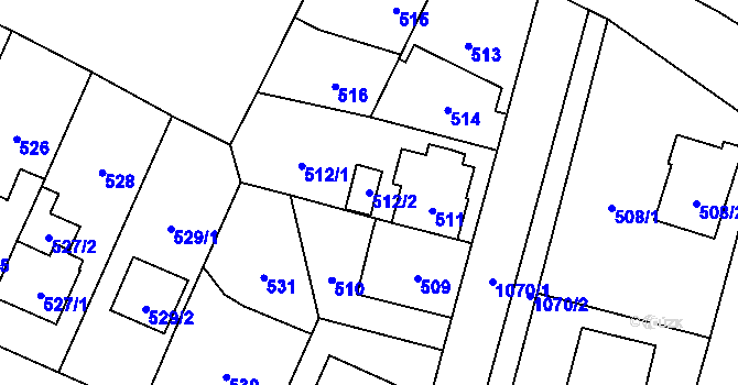 Parcela st. 512/2 v KÚ Čimice, Katastrální mapa