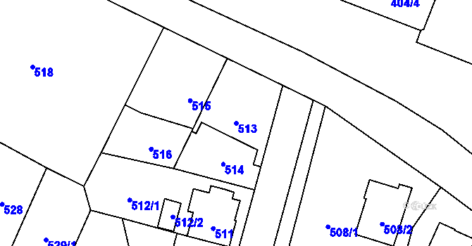 Parcela st. 513 v KÚ Čimice, Katastrální mapa