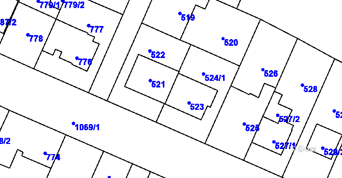 Parcela st. 524/2 v KÚ Čimice, Katastrální mapa