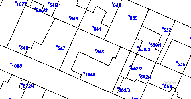 Parcela st. 548 v KÚ Čimice, Katastrální mapa