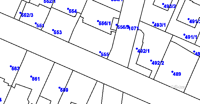 Parcela st. 555 v KÚ Čimice, Katastrální mapa