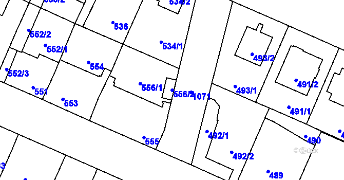 Parcela st. 556/2 v KÚ Čimice, Katastrální mapa