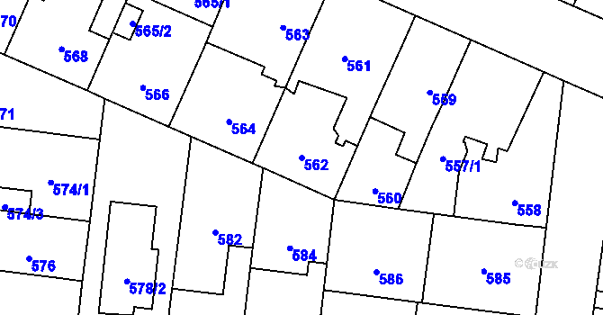 Parcela st. 562 v KÚ Čimice, Katastrální mapa