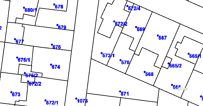 Parcela st. 572/1 v KÚ Čimice, Katastrální mapa