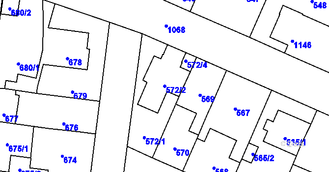 Parcela st. 572/2 v KÚ Čimice, Katastrální mapa
