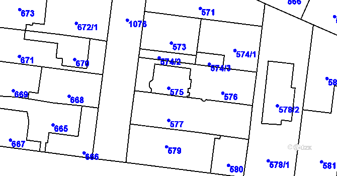 Parcela st. 575 v KÚ Čimice, Katastrální mapa