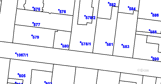 Parcela st. 578/1 v KÚ Čimice, Katastrální mapa