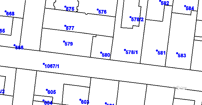 Parcela st. 580 v KÚ Čimice, Katastrální mapa