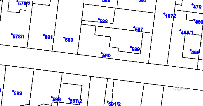 Parcela st. 590 v KÚ Čimice, Katastrální mapa