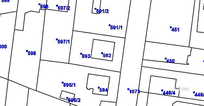 Parcela st. 592 v KÚ Čimice, Katastrální mapa