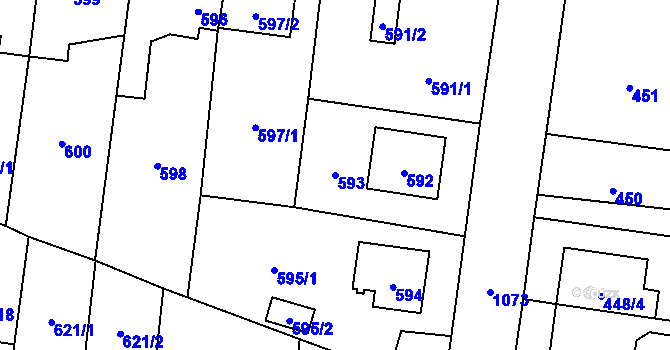 Parcela st. 593 v KÚ Čimice, Katastrální mapa
