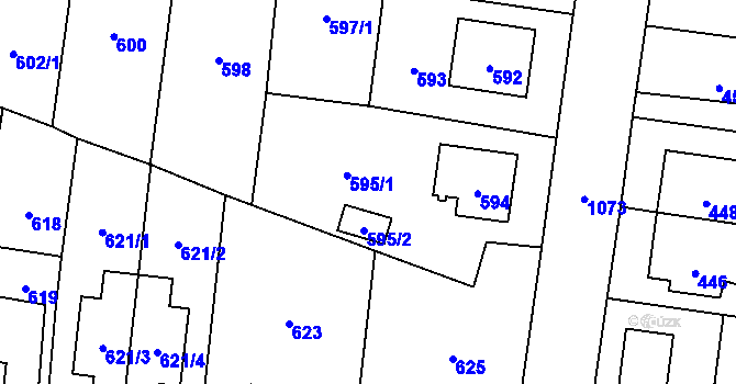 Parcela st. 595 v KÚ Čimice, Katastrální mapa