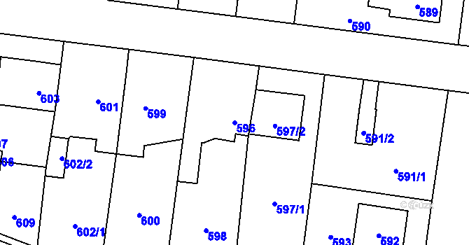Parcela st. 596 v KÚ Čimice, Katastrální mapa