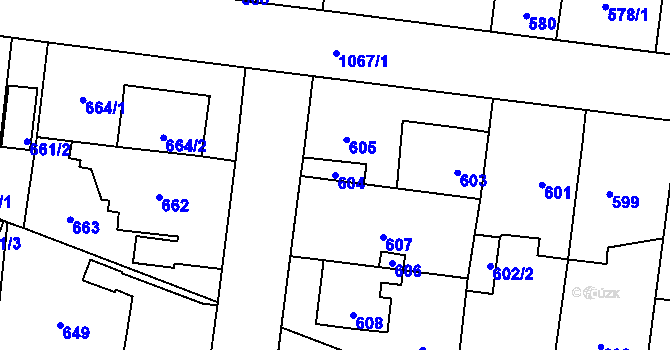 Parcela st. 604 v KÚ Čimice, Katastrální mapa