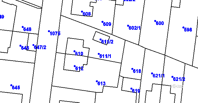 Parcela st. 611 v KÚ Čimice, Katastrální mapa