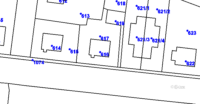 Parcela st. 616 v KÚ Čimice, Katastrální mapa