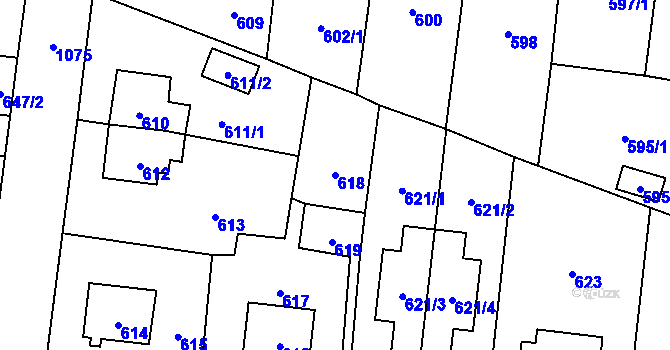 Parcela st. 618 v KÚ Čimice, Katastrální mapa