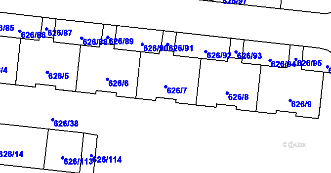 Parcela st. 626/7 v KÚ Čimice, Katastrální mapa