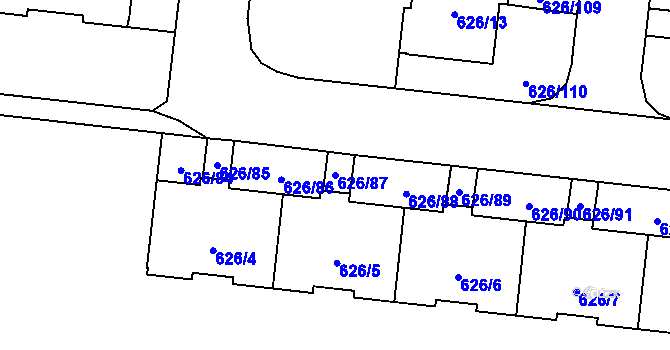 Parcela st. 626/87 v KÚ Čimice, Katastrální mapa