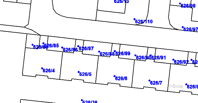 Parcela st. 626/88 v KÚ Čimice, Katastrální mapa