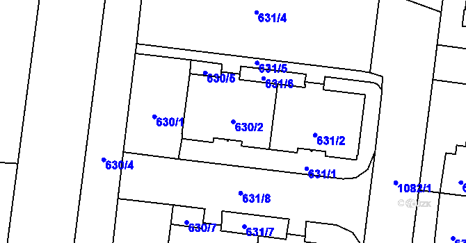 Parcela st. 630/2 v KÚ Čimice, Katastrální mapa