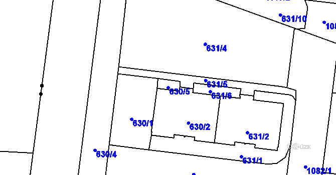 Parcela st. 630/5 v KÚ Čimice, Katastrální mapa