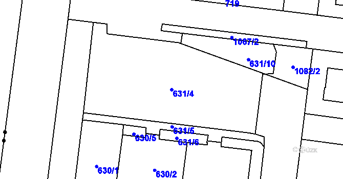 Parcela st. 631/4 v KÚ Čimice, Katastrální mapa