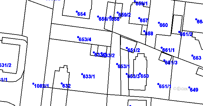 Parcela st. 633/2 v KÚ Čimice, Katastrální mapa