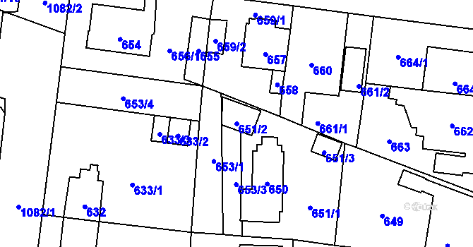 Parcela st. 651/2 v KÚ Čimice, Katastrální mapa