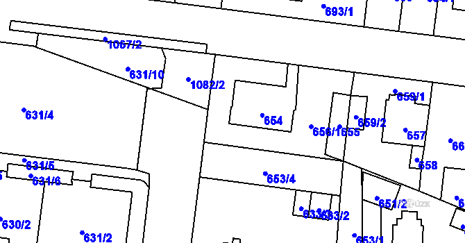 Parcela st. 653/6 v KÚ Čimice, Katastrální mapa