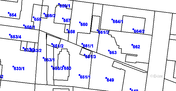 Parcela st. 661 v KÚ Čimice, Katastrální mapa