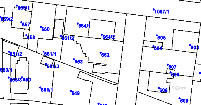 Parcela st. 662 v KÚ Čimice, Katastrální mapa