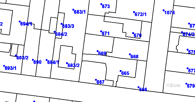 Parcela st. 669 v KÚ Čimice, Katastrální mapa