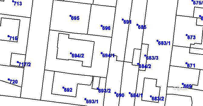 Parcela st. 694/1 v KÚ Čimice, Katastrální mapa