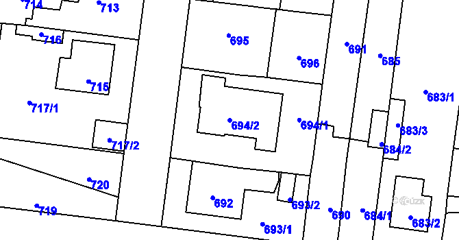 Parcela st. 694/2 v KÚ Čimice, Katastrální mapa