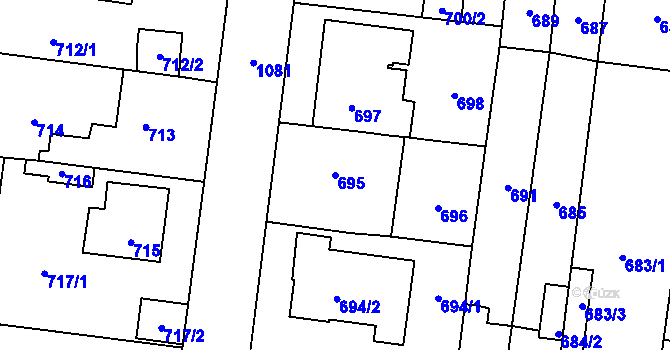 Parcela st. 695 v KÚ Čimice, Katastrální mapa