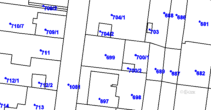Parcela st. 699 v KÚ Čimice, Katastrální mapa