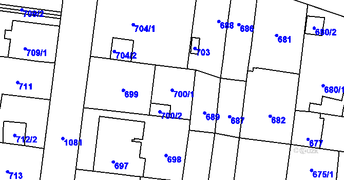 Parcela st. 700/1 v KÚ Čimice, Katastrální mapa