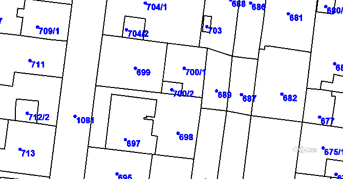 Parcela st. 700/2 v KÚ Čimice, Katastrální mapa