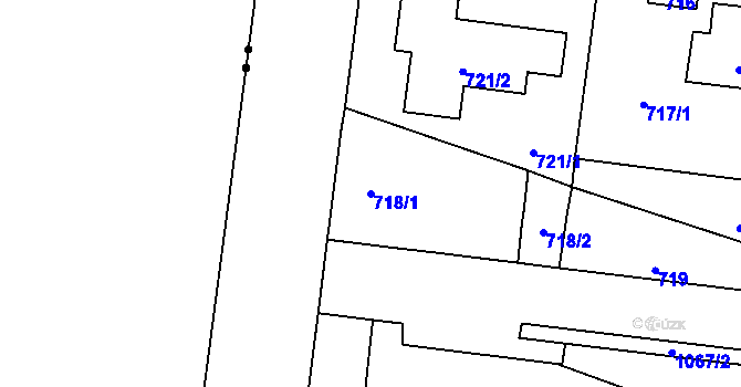 Parcela st. 718/1 v KÚ Čimice, Katastrální mapa