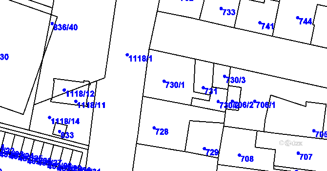 Parcela st. 730 v KÚ Čimice, Katastrální mapa
