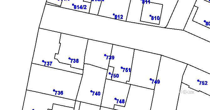 Parcela st. 739 v KÚ Čimice, Katastrální mapa