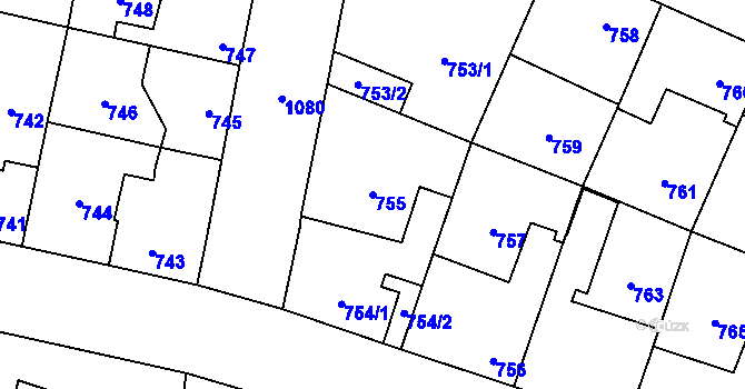 Parcela st. 755 v KÚ Čimice, Katastrální mapa