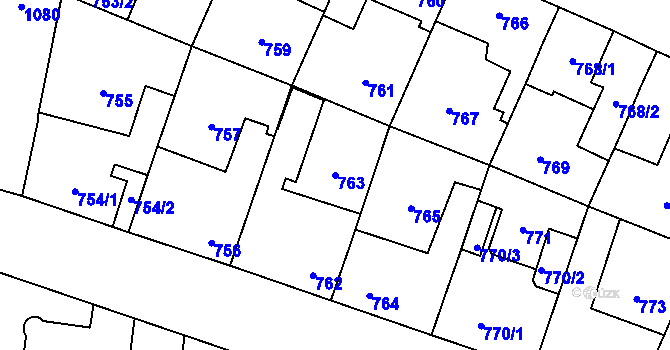 Parcela st. 763 v KÚ Čimice, Katastrální mapa